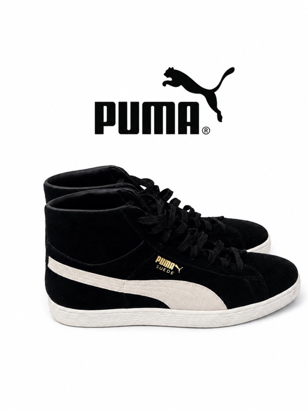 Puma Black Sneakers with Red Logo Accent